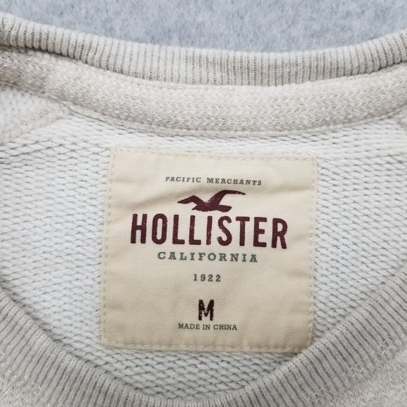 Hollister Sweater Mens Medium Ivory Long Sleeve Pullover Sweatshirt - Picture 3 of 9